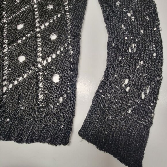 Black Sparkling Sweater Christmas Party New Years Party Top Blouse Cover Up - Picture 8 of 9